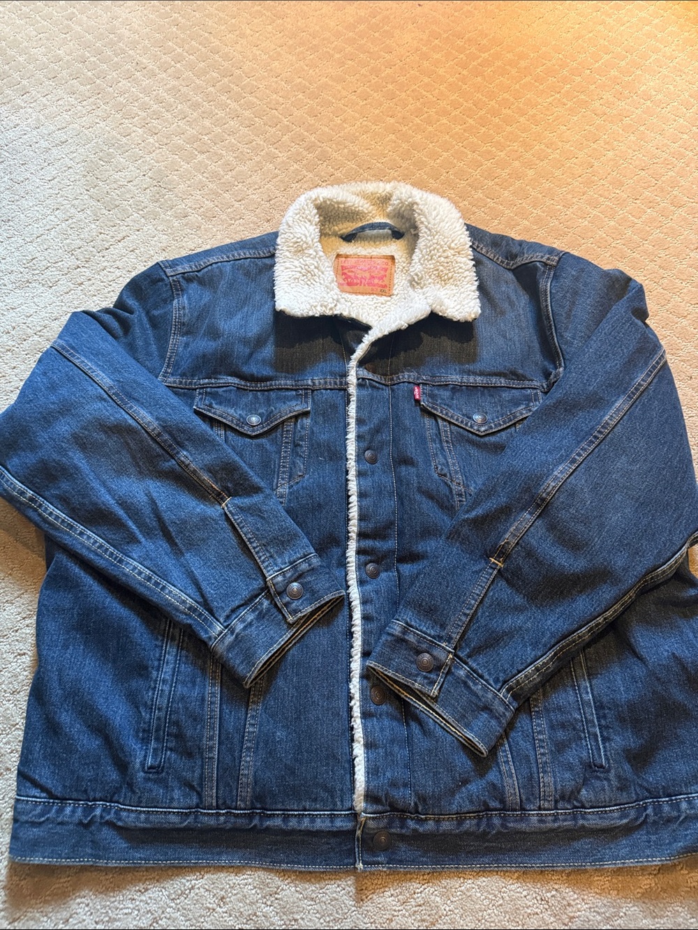 Levi's Blue Denim Sherpa Lined Trucker Jacket